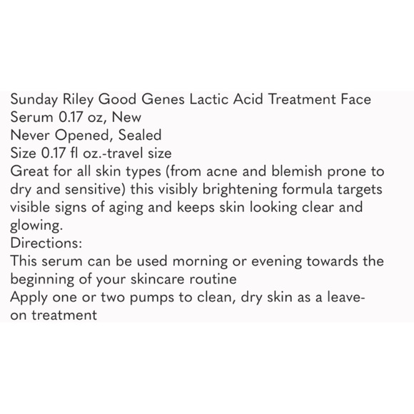 ▪️ 5/$25 SUNDAY RILEY Good Genes Lactic Acid Treatment - .17 oz NWOB - Picture 5 of 6
